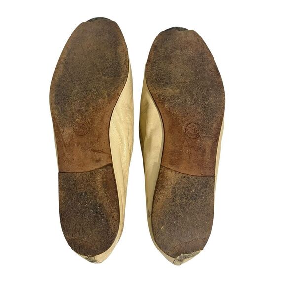 Chanel Classic Cream & Black Black Leather CC Cap Toe Ballet Flats Size 7 Women’ - Picture 5 of 5